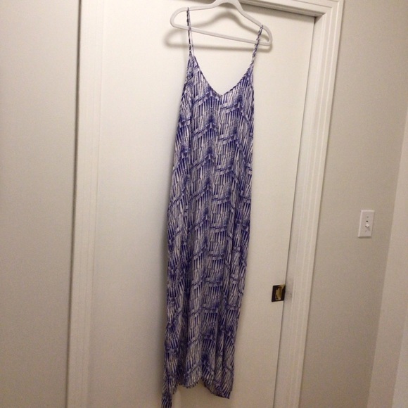 Womens Lush Royal Blue and White Abstract Print Maxi Dress with pockets - Picture 1 of 6